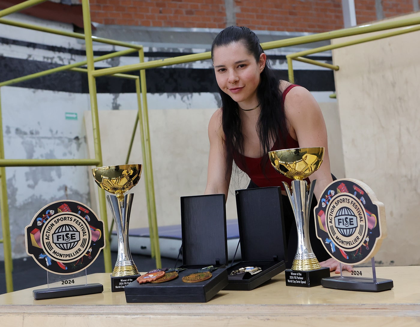 Ella Bucio, doble medallista mundial de parkour.